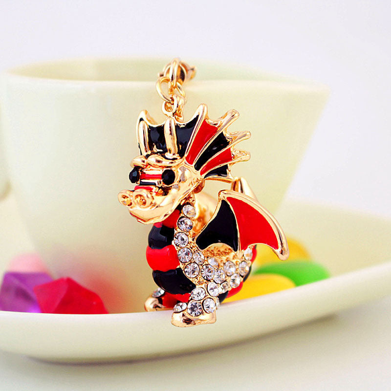 Wholesale Cartoon Crystal Diamond Dragon Zinc Alloy Keychain